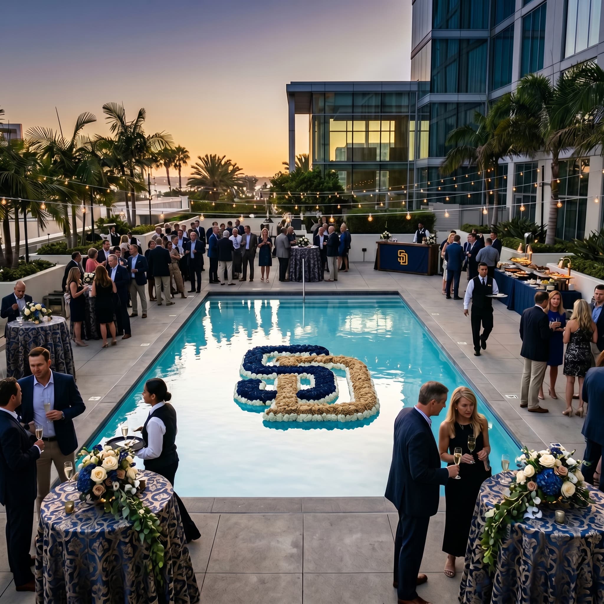 Event decor with floating arrangements